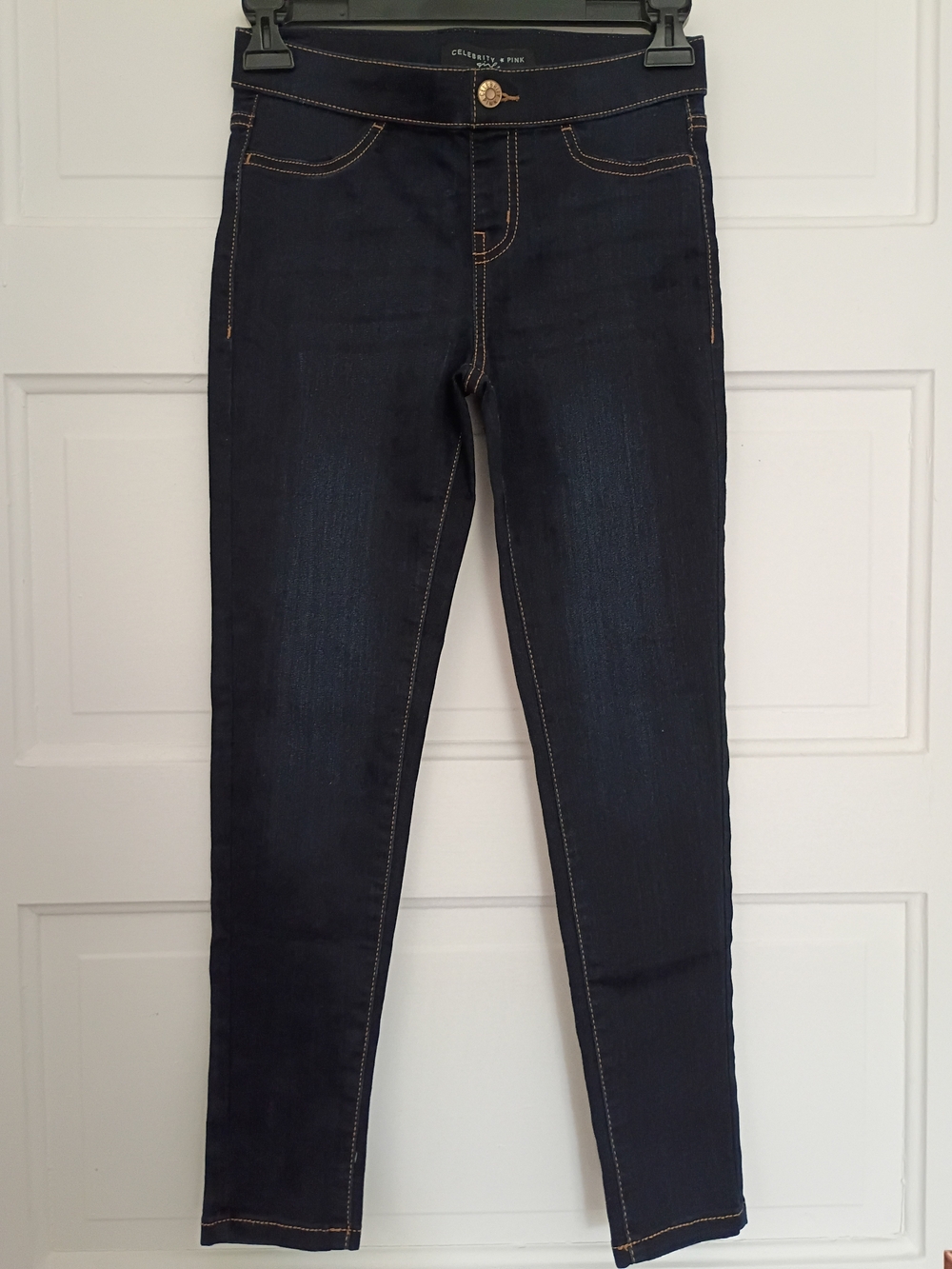 Celebrity Pink Navy Girls Skinny Jeans with Contrast Stitching